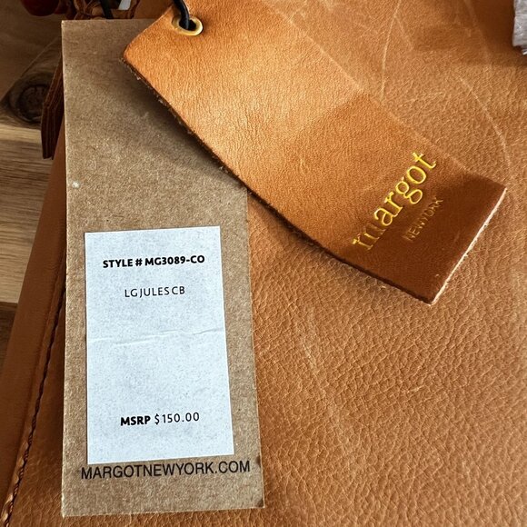 Margot New York Jules LEATHER Purse Accordion Crossbody Tan Cognac $150 NWT - Picture 2 of 12